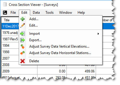 data edit menu