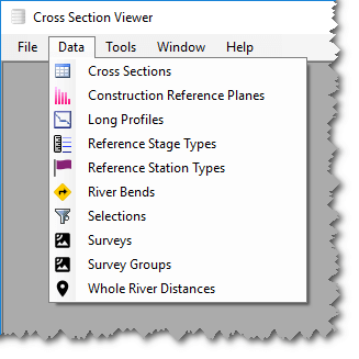 data menu screenshot