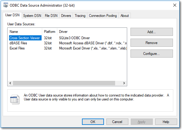 Access ODBC dialog