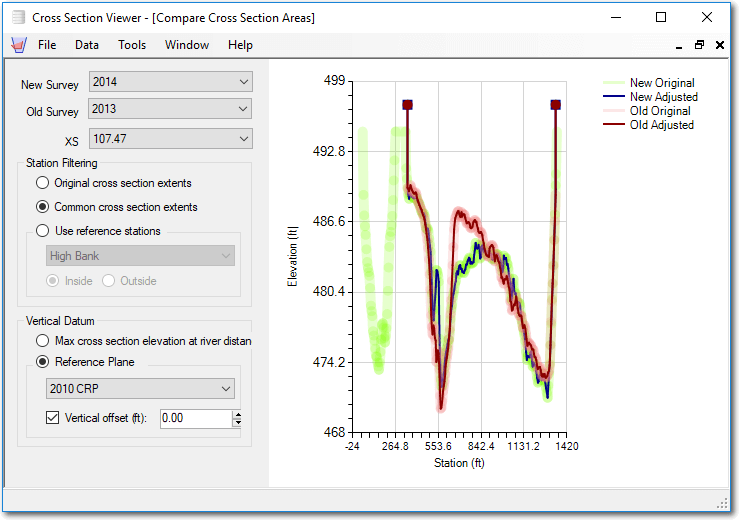 compare cross section screenshot