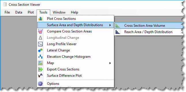 surface area / depth distribution screenshot
