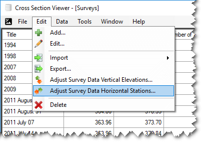 Horizontal adjust menu