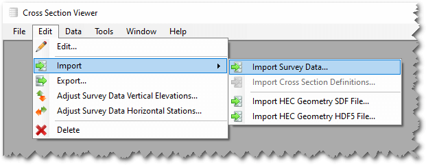 Import Survey Data Menu